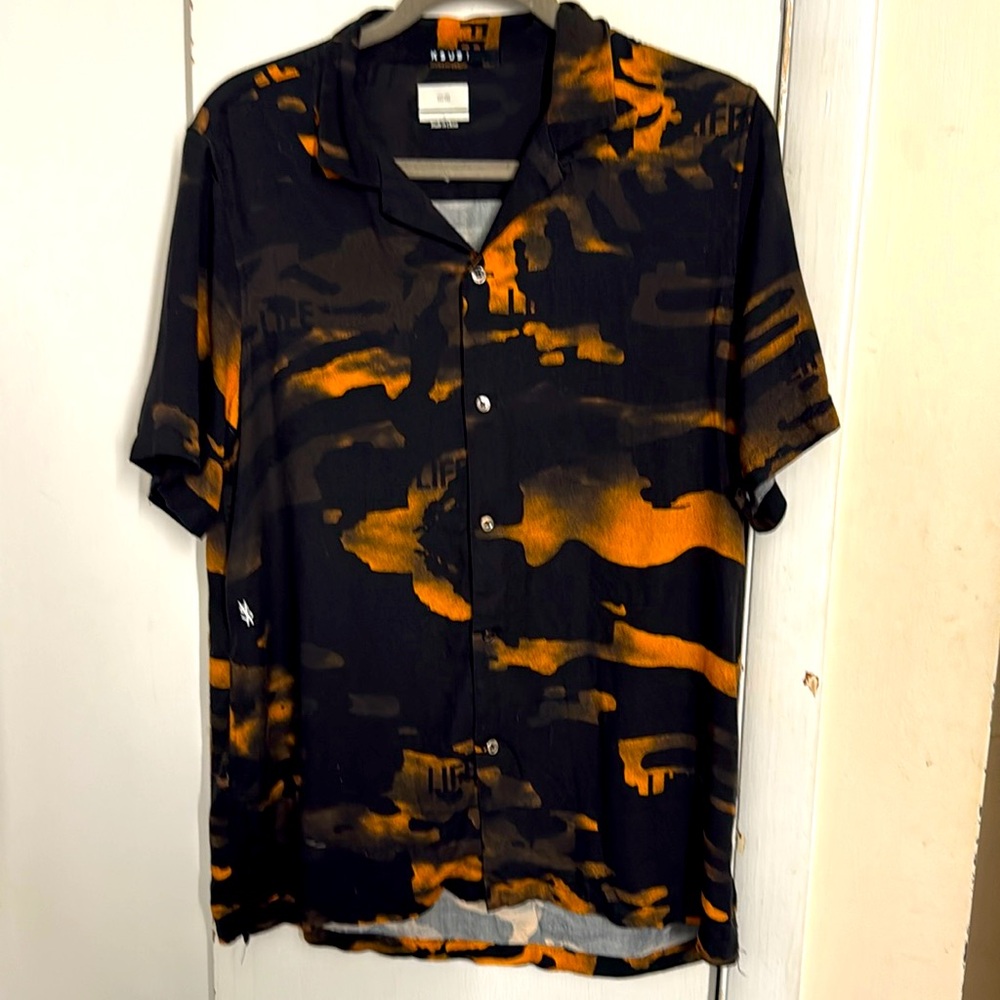 Ksubi Life Resort Button Up Shirt Black Orange